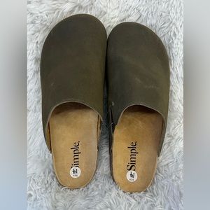 Simple Shoes Mens Size 12 Olive C2 Unisex Suede Mule Clog Slip On Cork Footbed